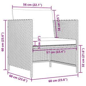 4-tlg. Garten-Sofagarnitur mit Auflagen Schwarz Poly Rattan