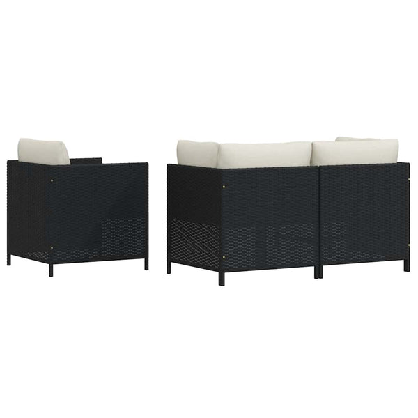 4-tlg. Garten-Sofagarnitur mit Auflagen Schwarz Poly Rattan