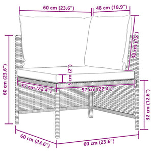 4-tlg. Garten-Sofagarnitur mit Auflagen Schwarz Poly Rattan