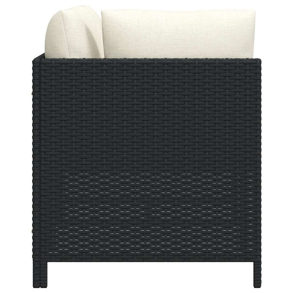 3-tlg. Garten-Sofagarnitur mit Auflagen Schwarz Poly Rattan