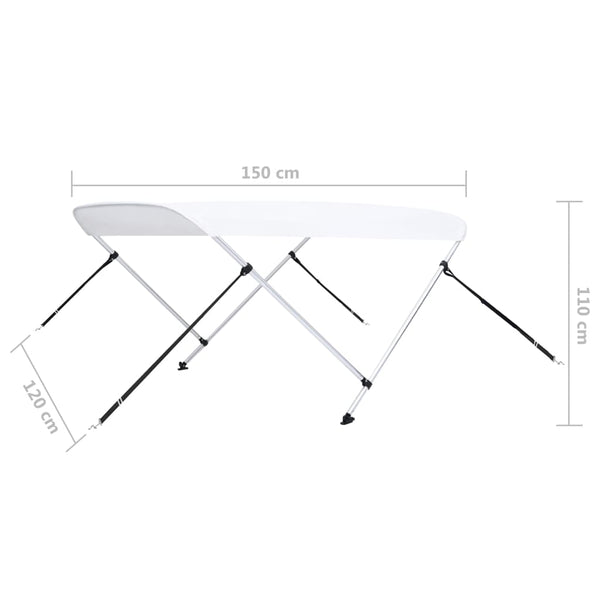 2-Bügel Bimini Top Weiß 150x120x110 cm
