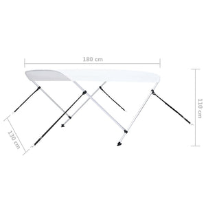Weißes 2-Bügel Bimini-Top 180x130x110cm