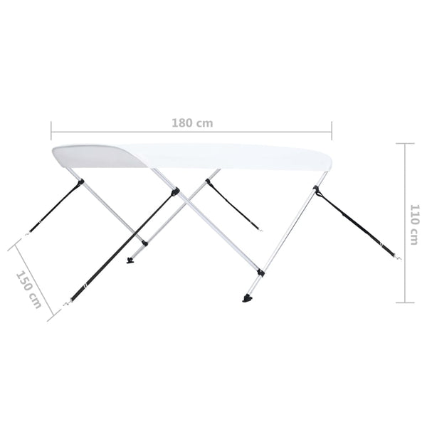 2-Bügel Bimini Top Weiß 180x150x110 cm