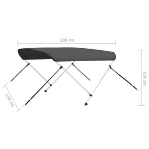 Anthrazit 2-Bow Bimini Top 180x130x110 cm