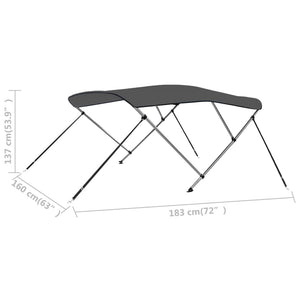 3-Bügel Bimini Top Anthrazit 183x160x137cm