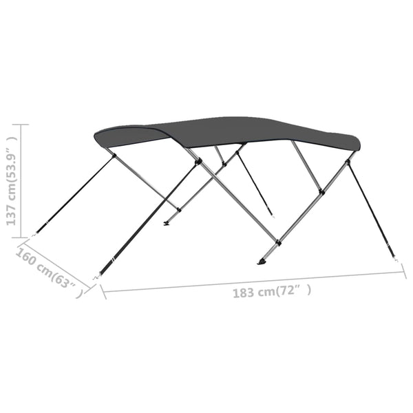 3-Bügel Bimini Top Anthrazit 183x160x137cm