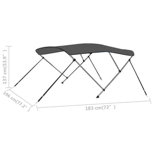Anthrazit 3-Bow Bimini Top 183x196cm
