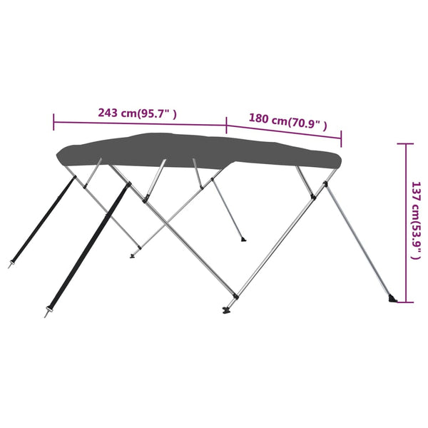 4-Bow Bimini Top Anthrazit 243x180x137 cm