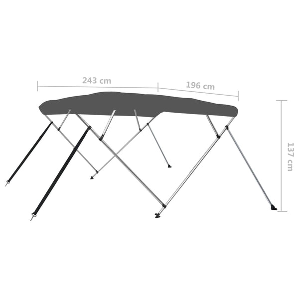 Bimini Top 4-Bügel Anthrazit 243x196cm