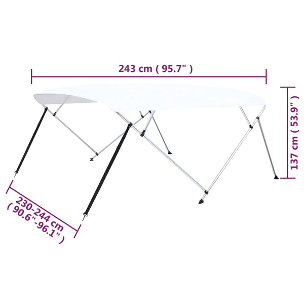 4-Bogen Bimini Top Weiß 243 cm