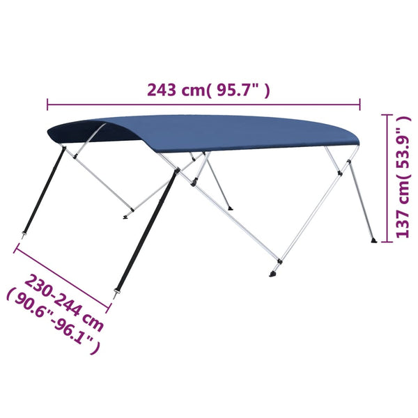 Marineblaues 4-Bügel-Bimini-Top 243x(230-244)x137cm