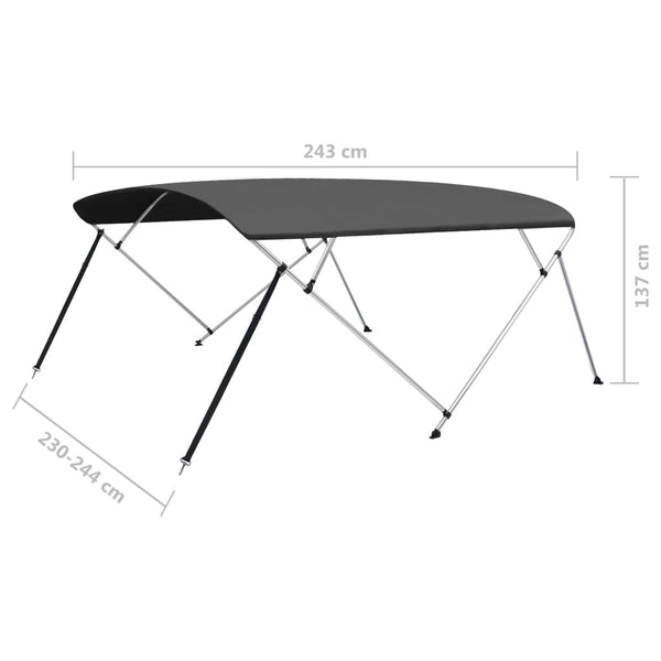 4-Bügel Bimini Top Anthrazit 243x(230-244)x137 cm