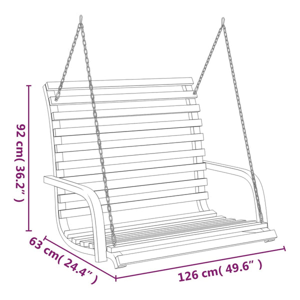 Schaukelbank Bugholz Massiv mit Teak-Finish 126x63x92 cm