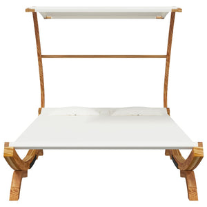 Sonnenliege mit Dach 165x203x138 cm Bugholz Massiv Creme