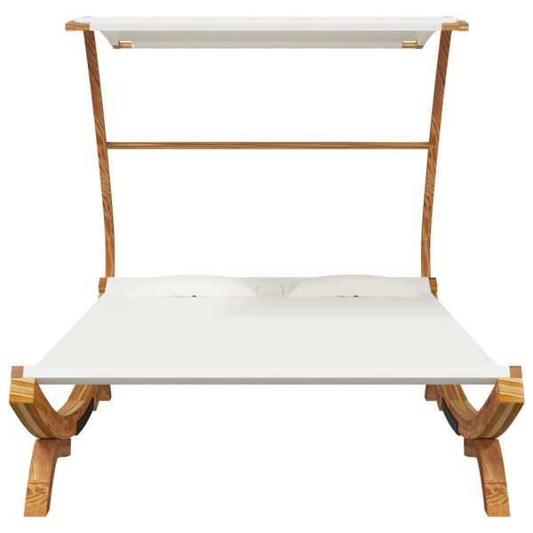Sonnenliege mit Dach 165x203x138 cm Bugholz Massiv Creme