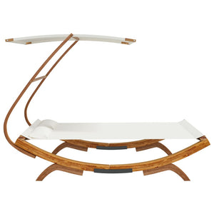 Sonnenliege mit Dach 165x203x138 cm Bugholz Massiv Creme