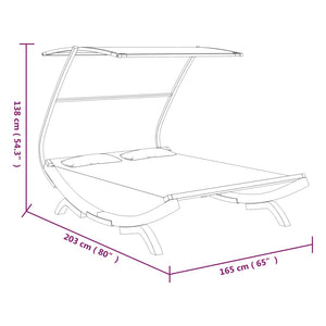 Sonnenliege mit Dach 165x203x138 cm Bugholz Massiv Creme