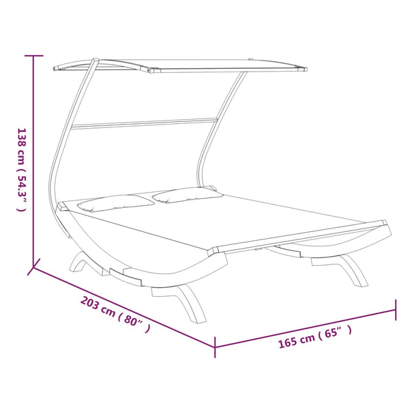 Sonnenliege mit Dach 165x203x138 cm Bugholz Massiv Creme