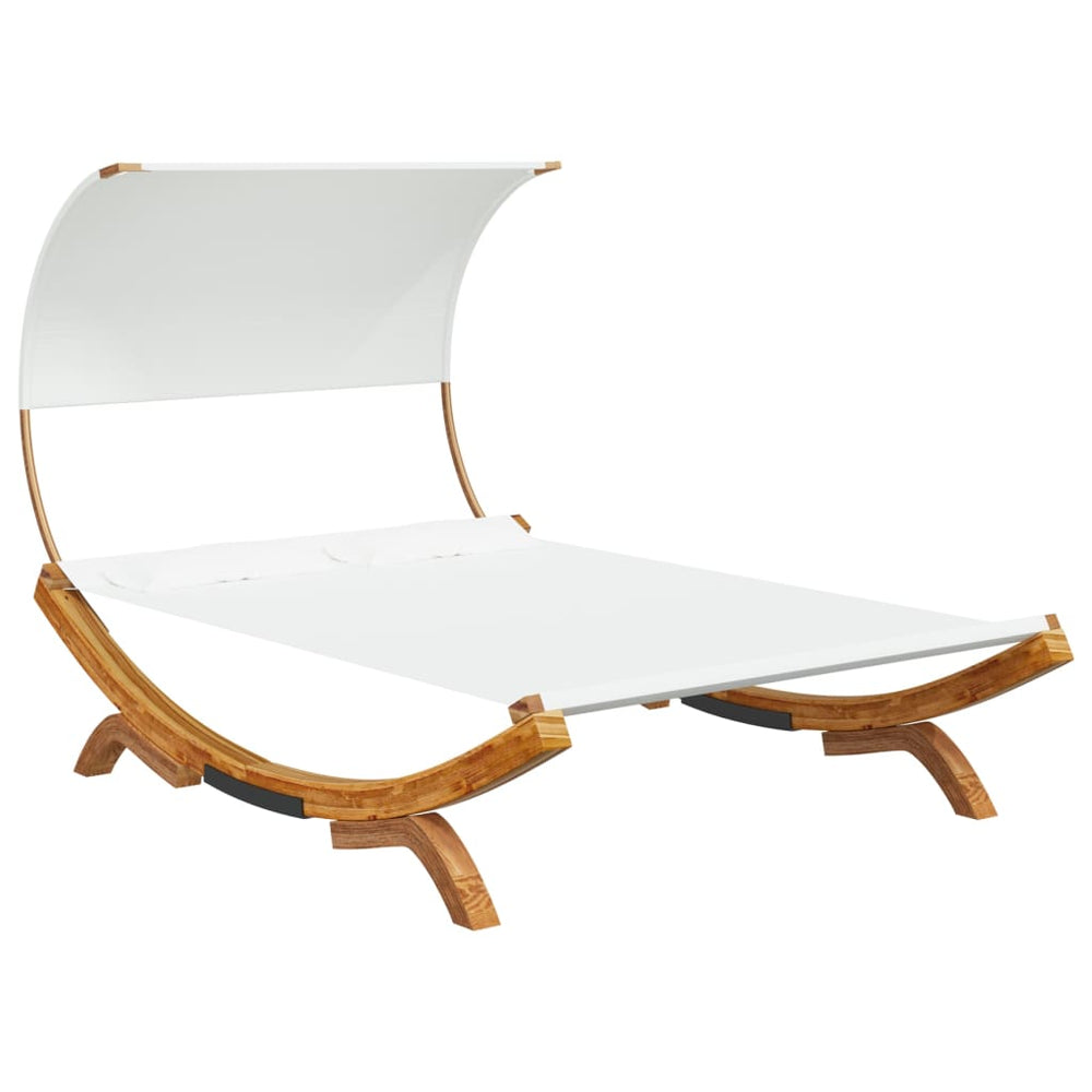 Sonnenliege mit Dach 165x203x126 cm Bugholz Massiv Creme
