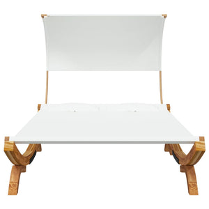 Sonnenliege mit Dach 165x203x126 cm Bugholz Massiv Creme