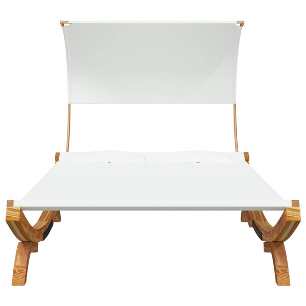 Sonnenliege mit Dach 165x203x126 cm Bugholz Massiv Creme