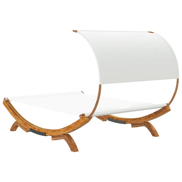Sonnenliege mit Dach 165x203x126 cm Bugholz Massiv Creme