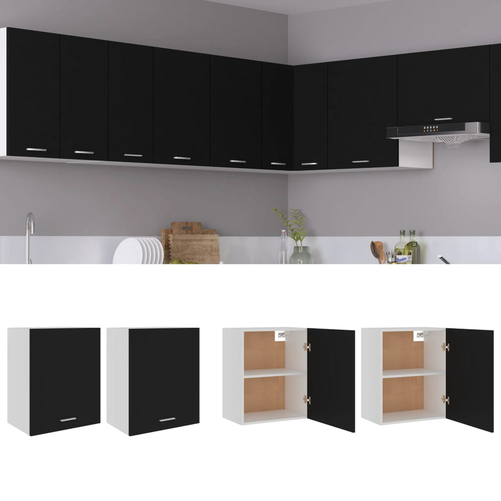 Schwarze Hängeschränke, 2er Set