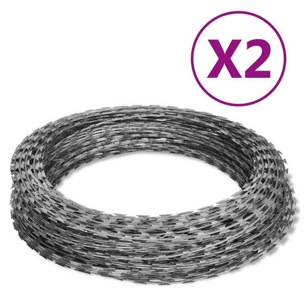 Stacheldraht 2 Stk. Concertina-Draht Verzinkter Stahl 60 m