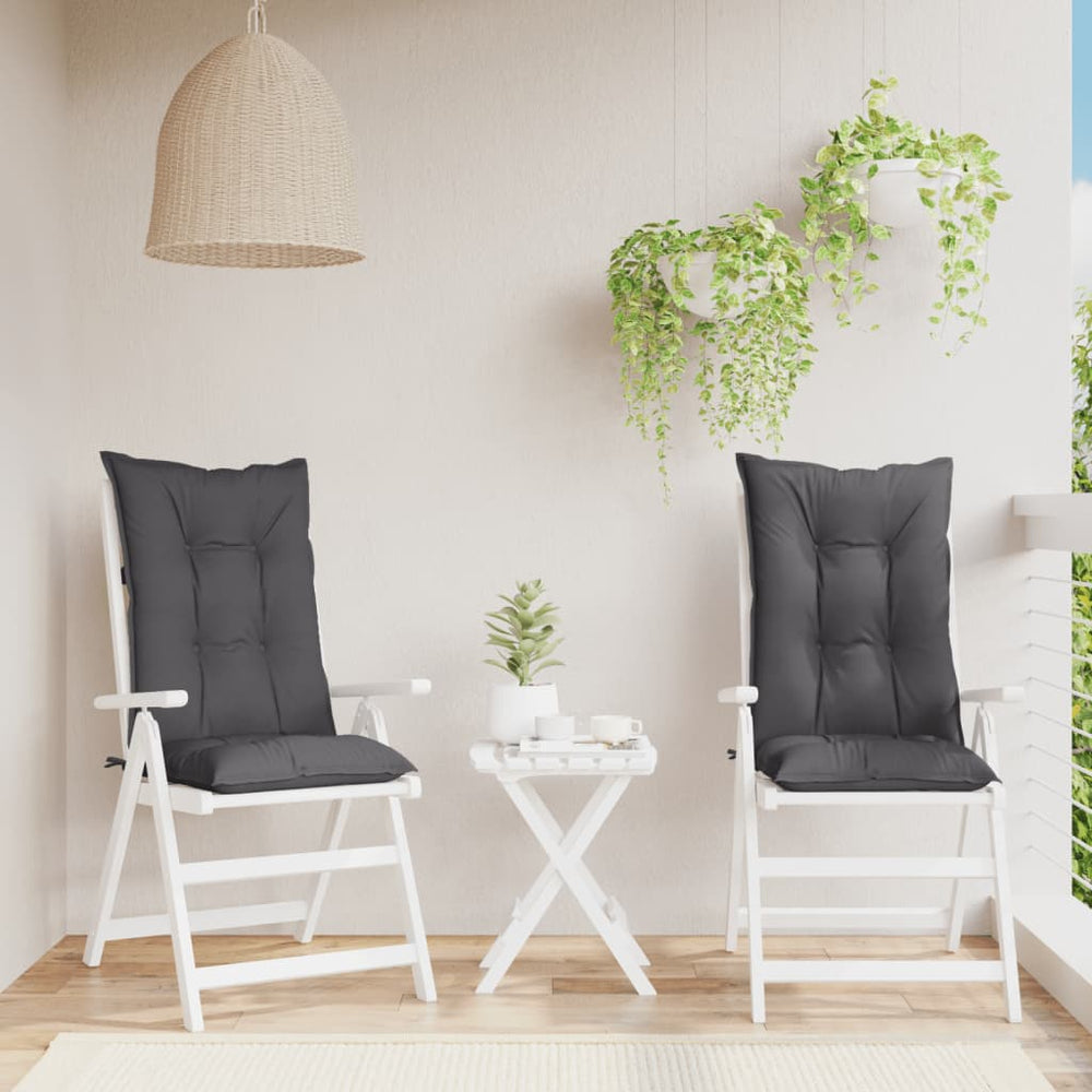 Coussins pour chaises de jardin à dossier haut vidaXL 2 pcs Anthracite 120x50x7 cm