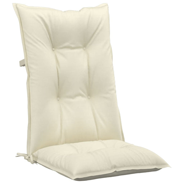 Gartenstuhlauflagen für Hochlehner 2Stk. Creme 120x50x7cm Stoff