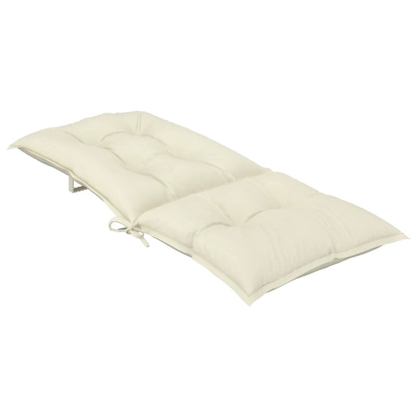 Gartenstuhlauflagen für Hochlehner 2Stk. Creme 120x50x7cm Stoff