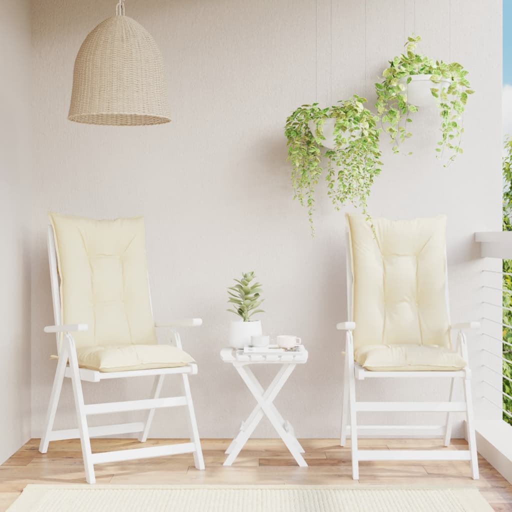 Gartenstuhlauflagen für Hochlehner 2Stk. Creme 120x50x7cm Stoff