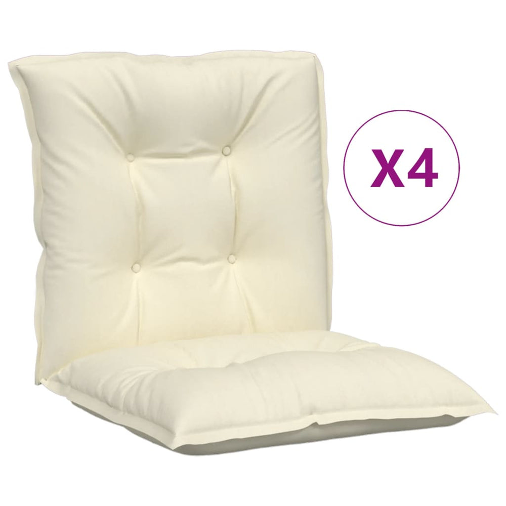 vidaXL Coussins de chaise de jardin pour dossier bas 4 pcs Crème 100x50x7 cm
