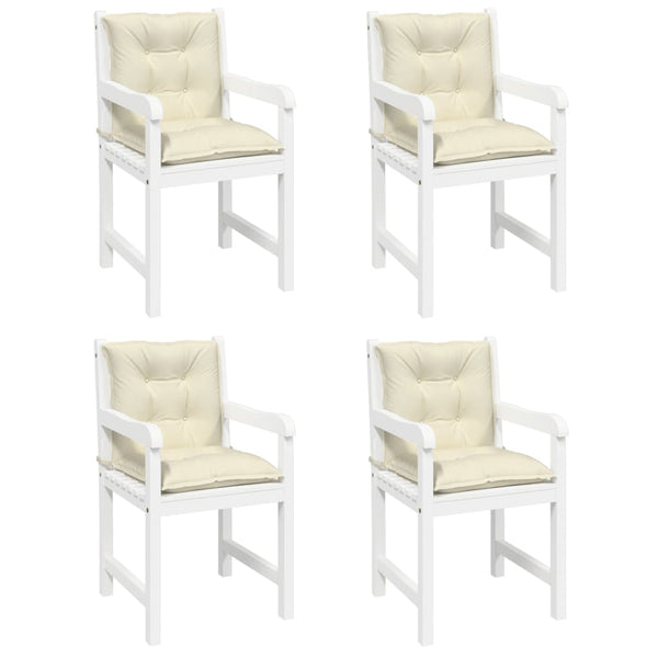vidaXL Coussins de chaise de jardin pour dossier bas 4 pcs Crème 100x50x7 cm