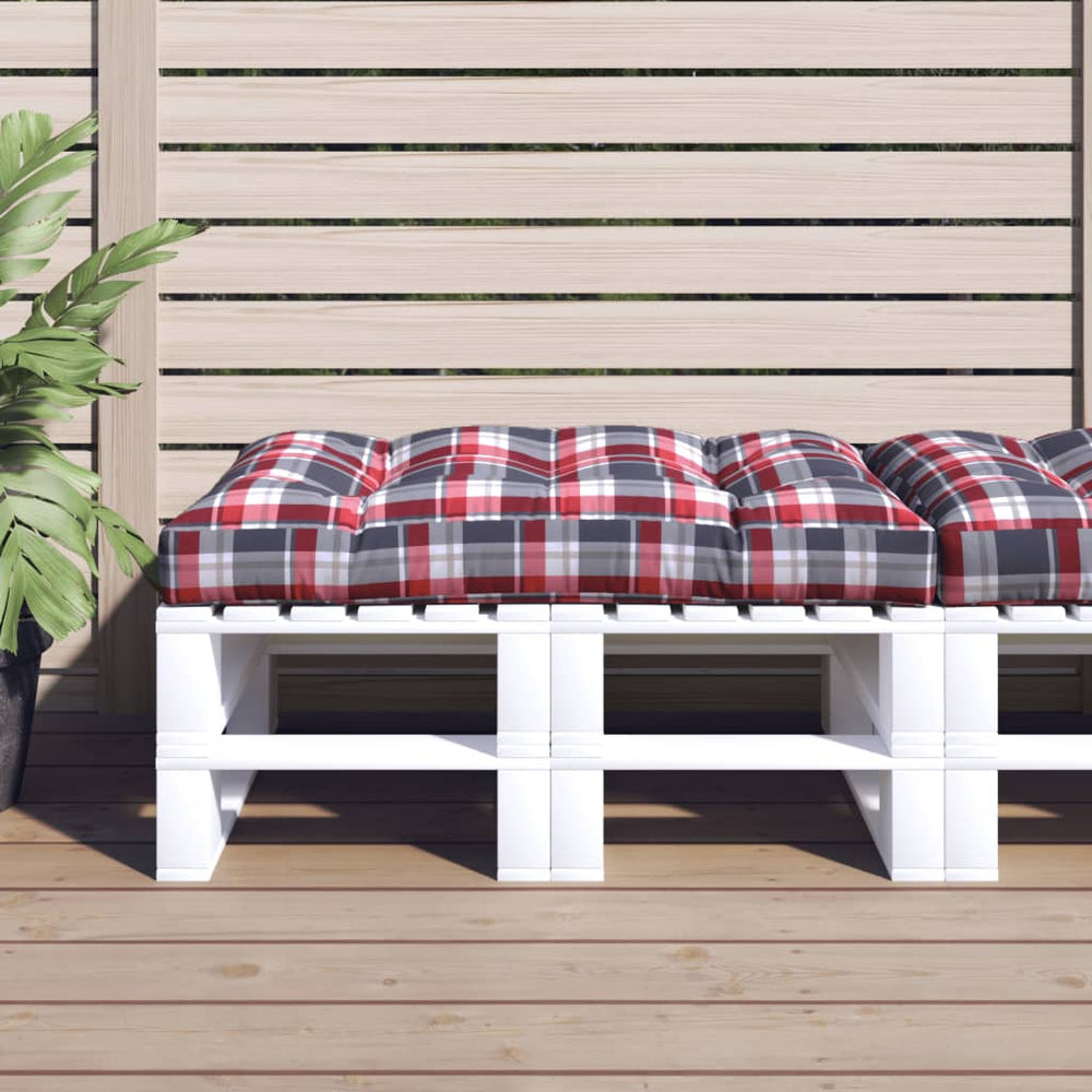 vidaXL Coussin de palette à carreaux rouge 120x80x12 cm Tissu