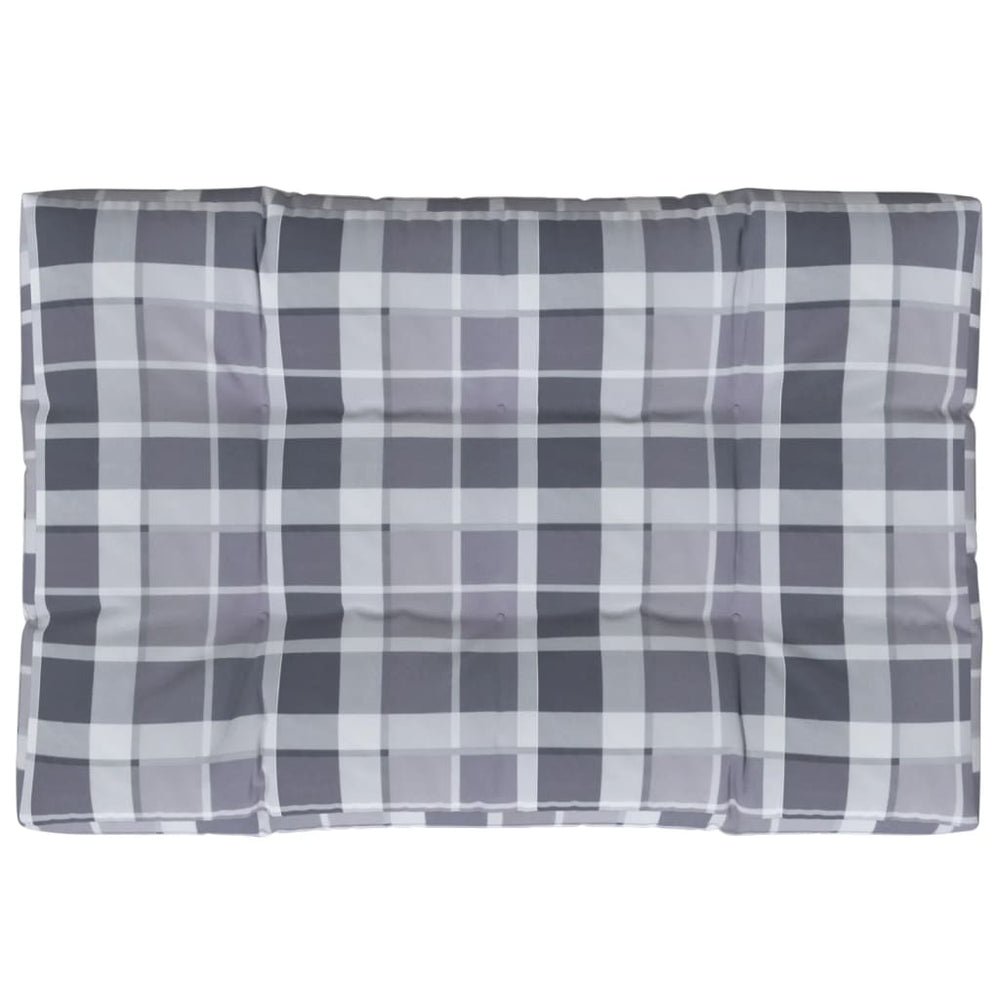 vidaXL Coussins de palette à carreaux gris 120x80x12 cm Tissu