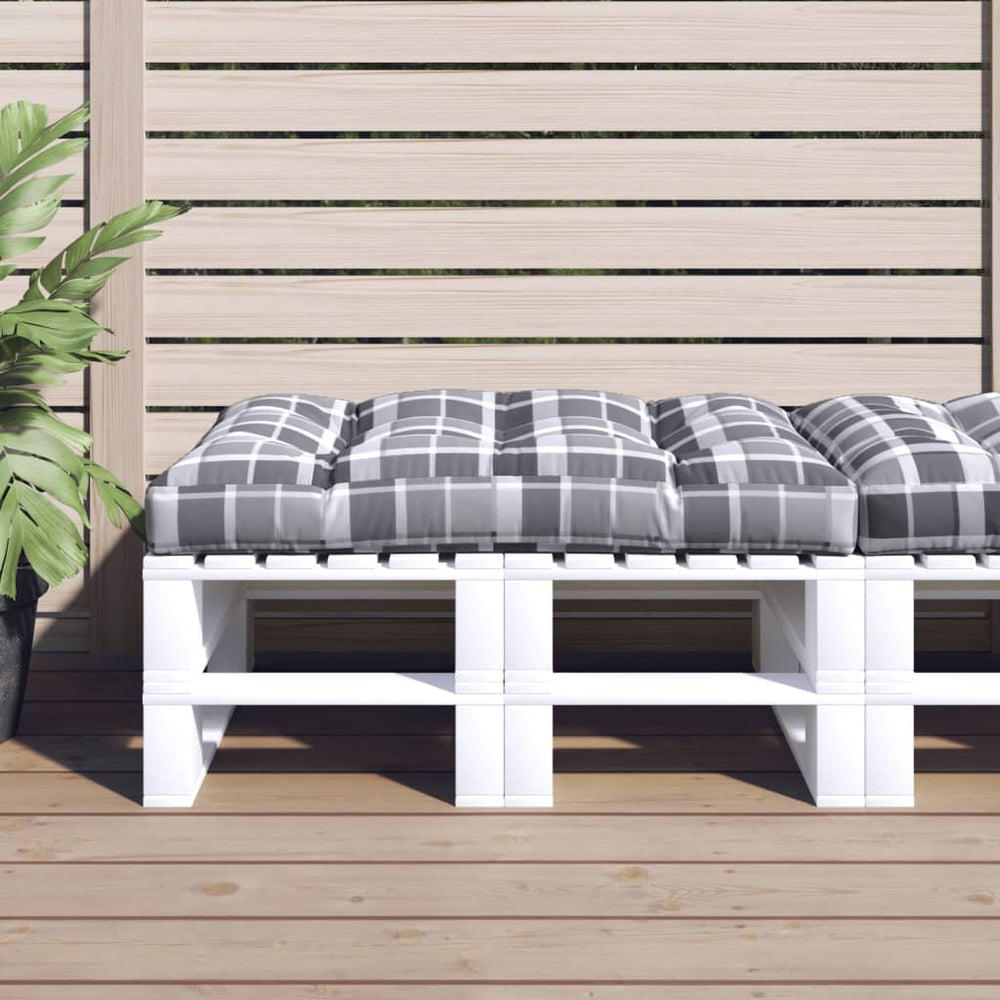 vidaXL Coussins de palette à carreaux gris 120x80x12 cm Tissu