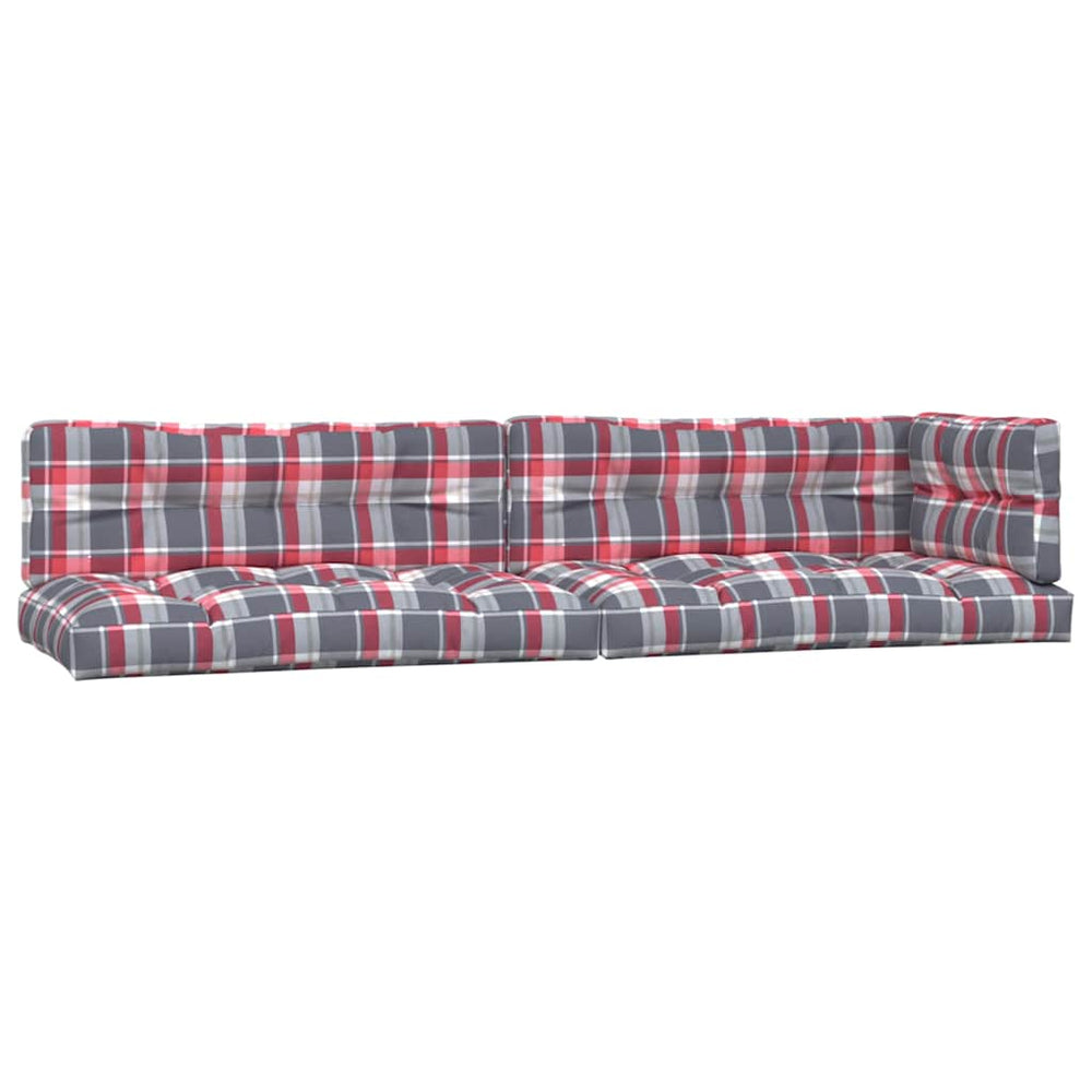 vidaXL Coussins de palette 5 pcs Rouge à carreaux Tissu