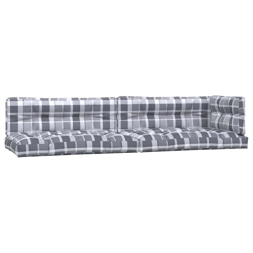 vidaXL Coussins de palette 5 pcs Tissu à carreaux gris