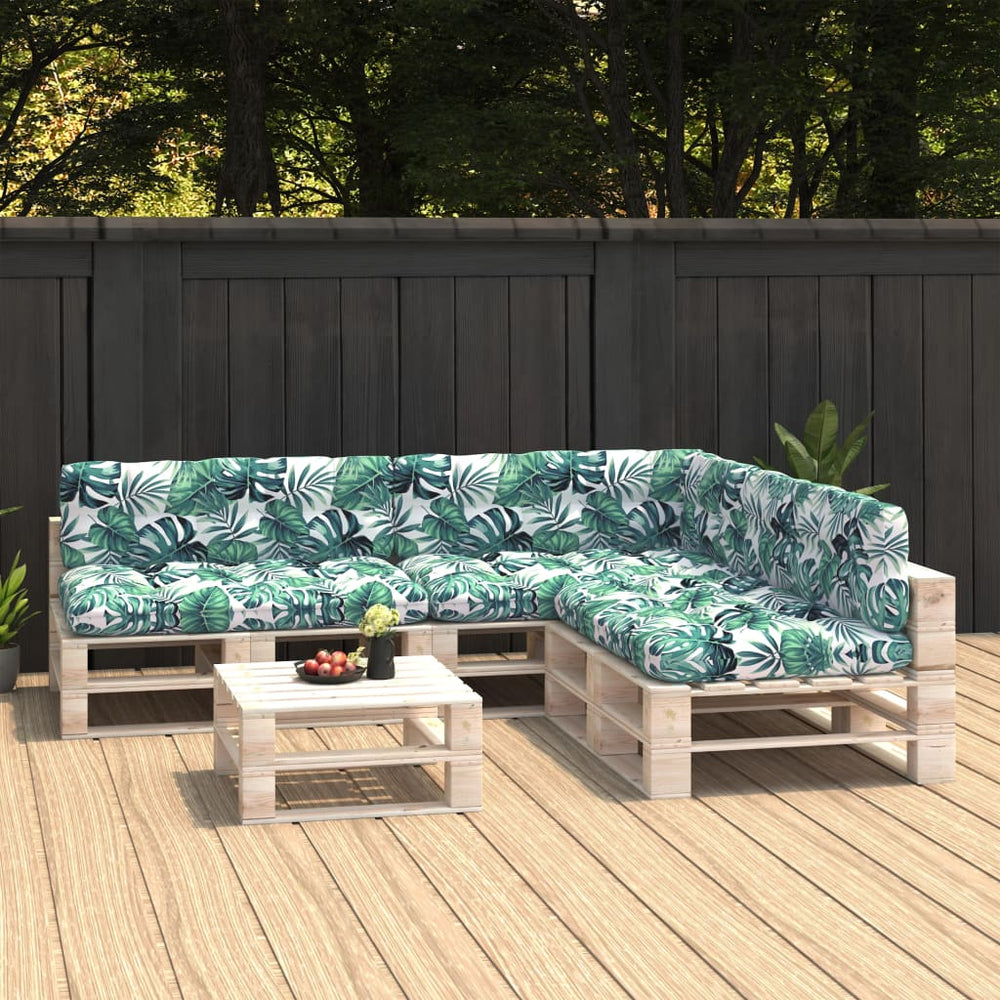 vidaXL Coussins de canapé-palette 7 pcs Motif feuilles