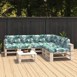 Palettensofa-Auflagen 7 Stk. Blattmuster