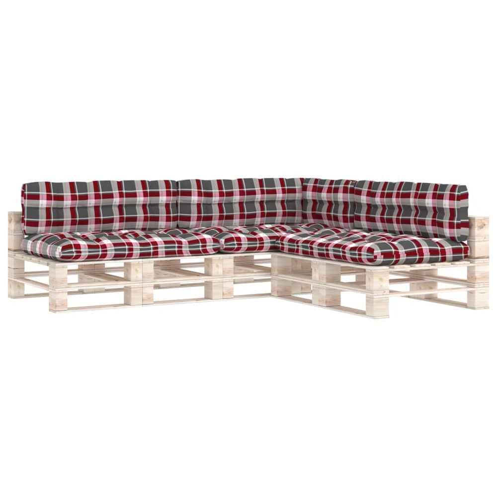 vidaXL Coussins de canapé palette 7 pcs Rouge à carreaux
