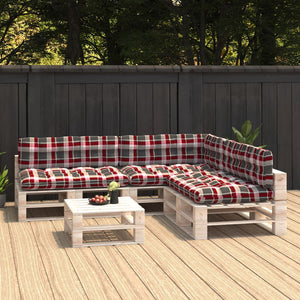 Palettensofa-Auflagen 7 Stk. Rot Karomuster