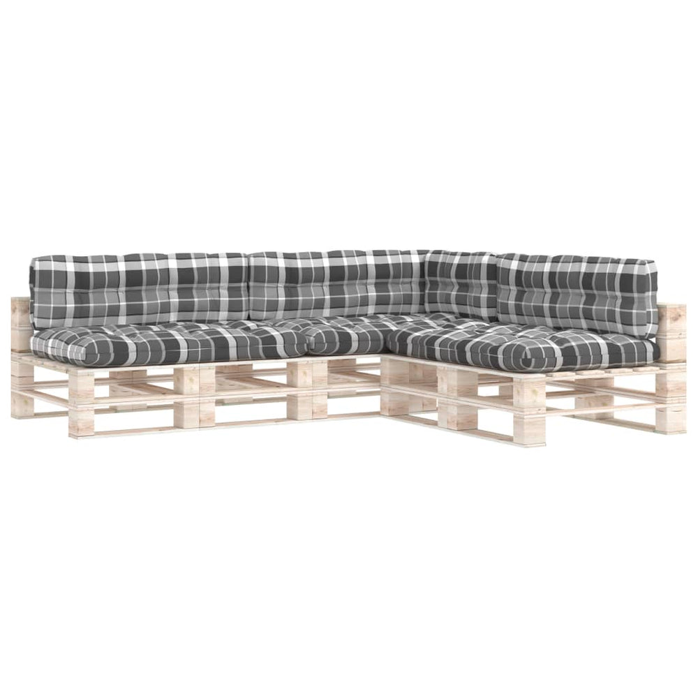 vidaXL Coussins de canapé palette 7 pcs Gris à carreaux