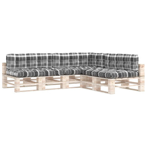 Palettensofa-Auflagen 7 Stk. Grau Karomuster