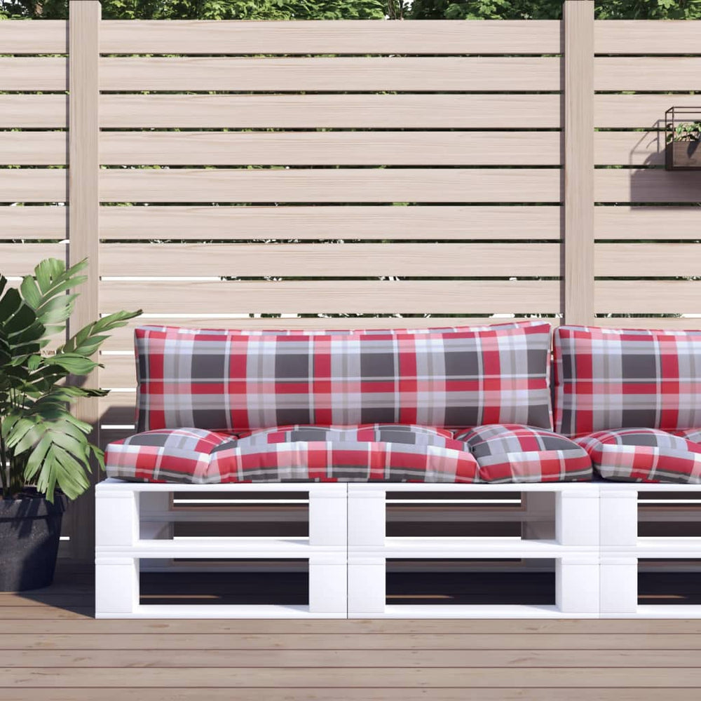 vidaXL Coussins pour palette 2 pcs Rouge à carreaux Tissu