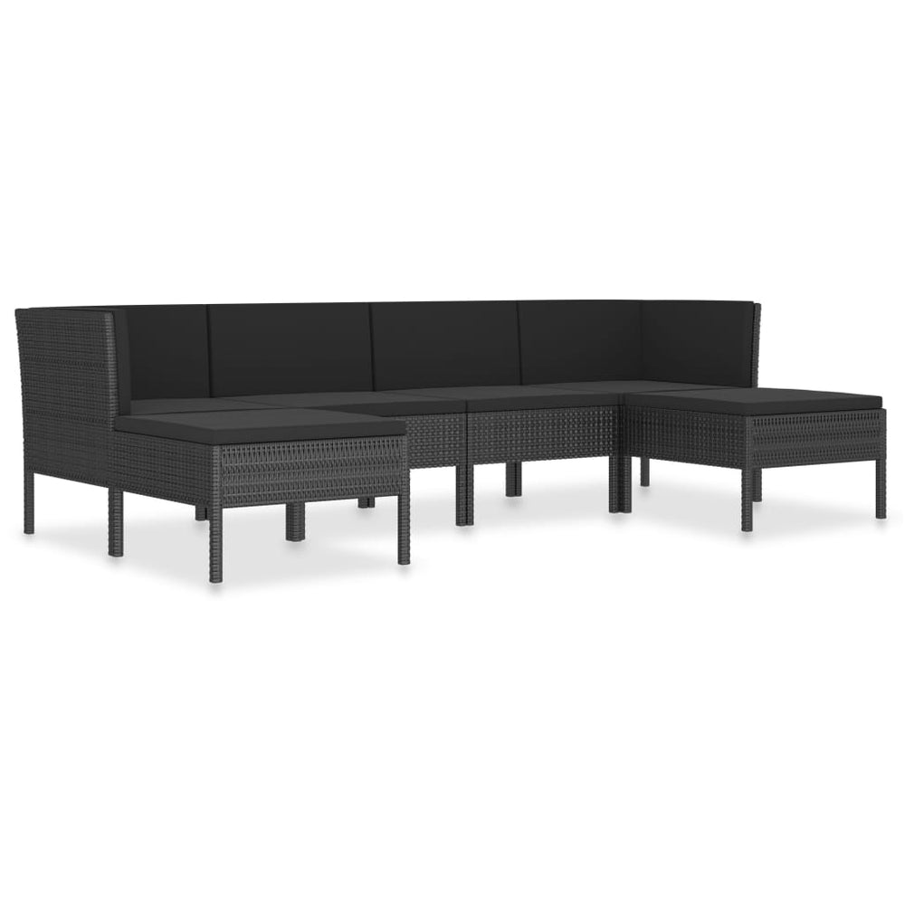 vidaXL Salon de jardin 6 pcs avec coussins résine tressée noir