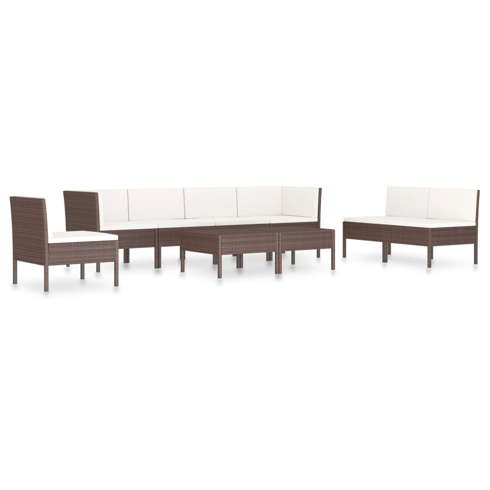 vidaXL Salon de jardin 9 pcs avec coussins résine tressée marron