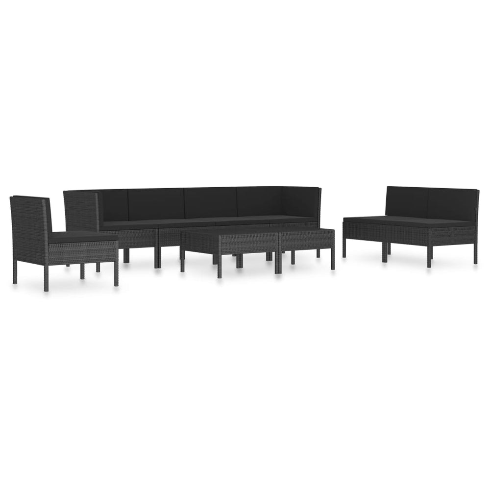 vidaXL Salon de jardin 9 pcs avec coussins résine tressée noir