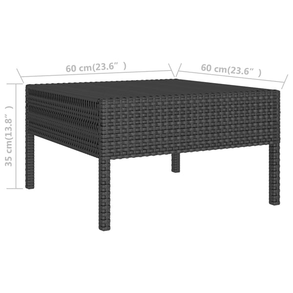 9-tlg. Garten-Lounge-Set mit Auflagen Poly Rattan Schwarz